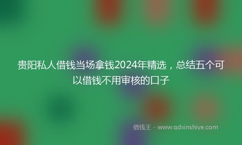 贵阳私人借钱当场拿钱2024年精选，总结五个可以借钱不用审核的口子