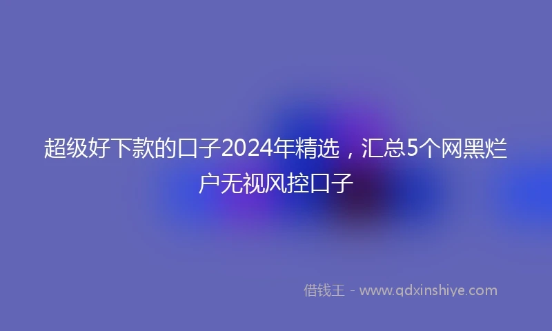 超级好下款的口子2024年精选，汇总5个网黑烂户无视风控口子