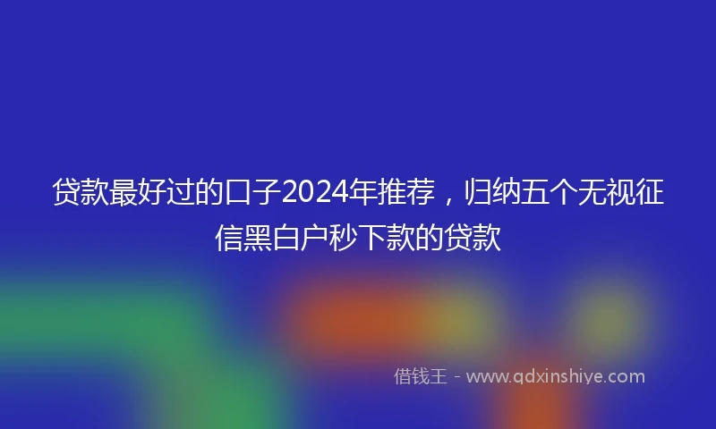 贷款最好过的口子2024年推荐，归纳五个无视征信黑白户秒下款的贷款