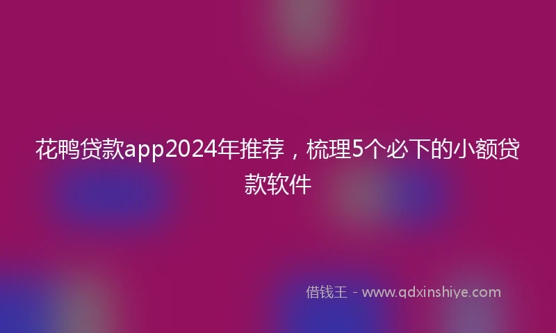 花鸭贷款app2024年推荐，梳理5个必下的小额贷款软件