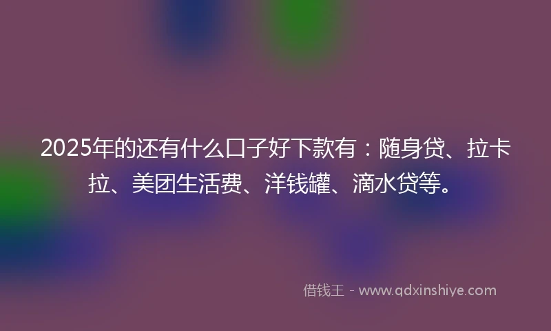2025年的还有什么口子好下款有：随身贷、拉卡拉、美团生活费、洋钱罐、滴水贷等。