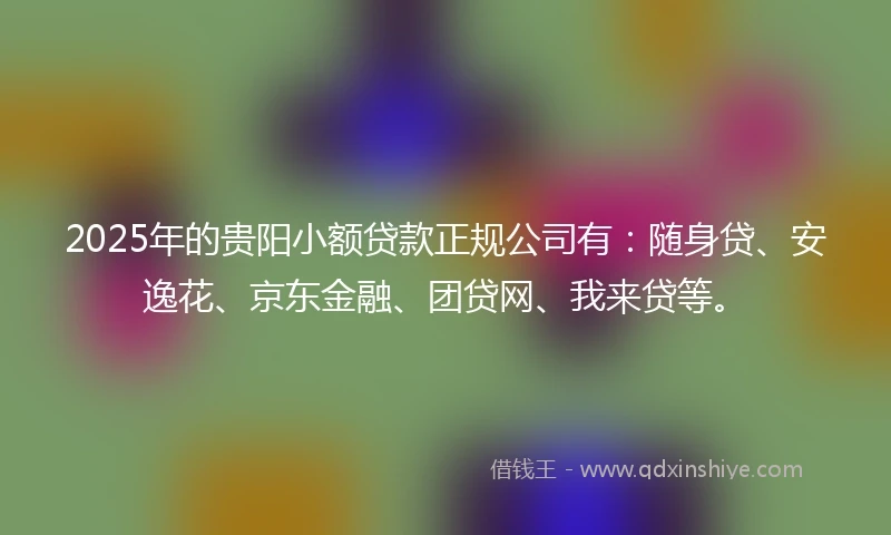 2025年的贵阳小额贷款正规公司有：随身贷、安逸花、京东金融、团贷网、我来贷等。