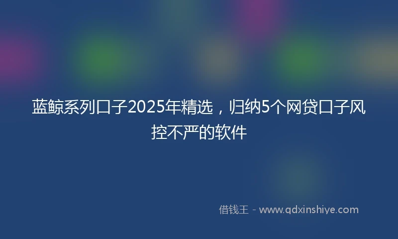 蓝鲸系列口子2025年精选，归纳5个网贷口子风控不严的软件