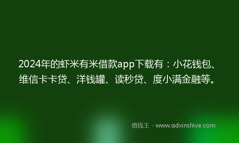 2024年的虾米有米借款app下载有：小花钱包、维信卡卡贷、洋钱罐、读秒贷、度小满金融等。