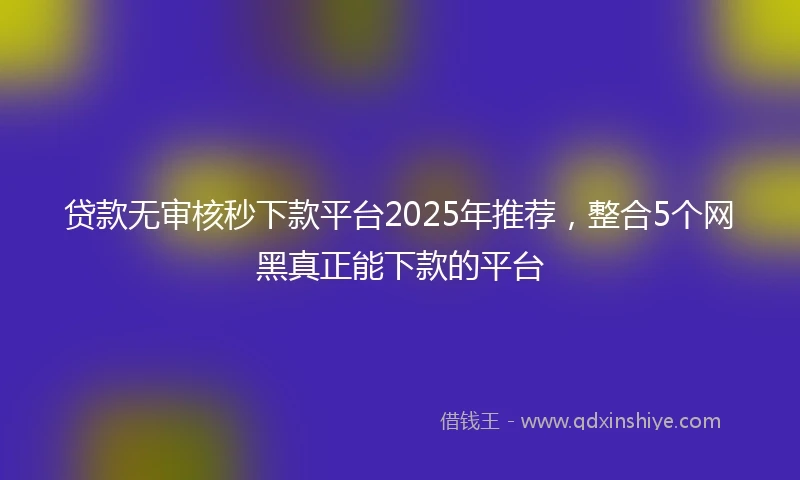 贷款无审核秒下款平台2025年推荐,整合5个网黑真正能下款的平台