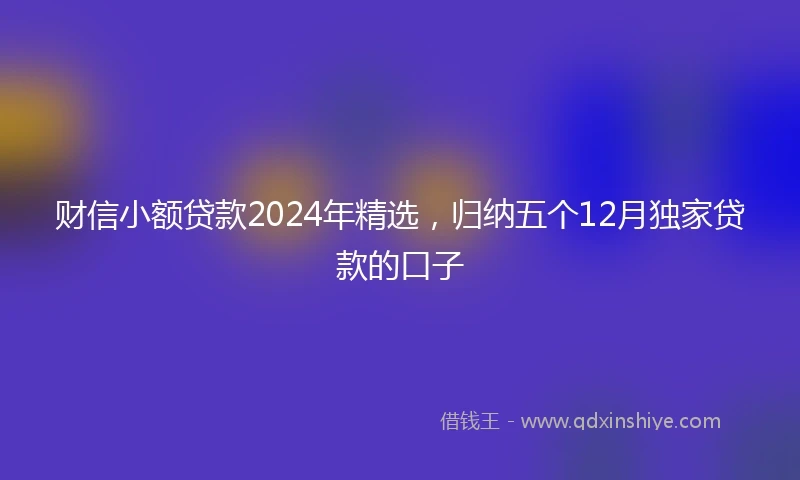 财信小额贷款2024年精选，归纳五个12月独家贷款的口子