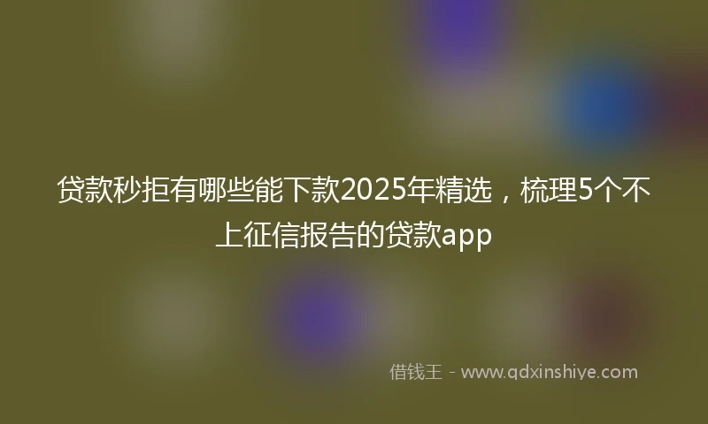 贷款秒拒有哪些能下款2025年精选，梳理5个不上征信报告的贷款app