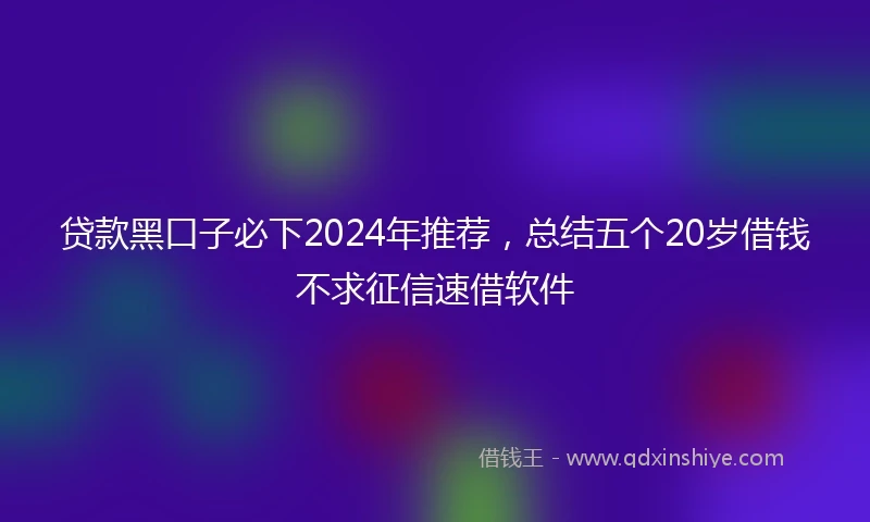 贷款黑口子必下2024年推荐,总结五个20岁借钱不求征信速借软件
