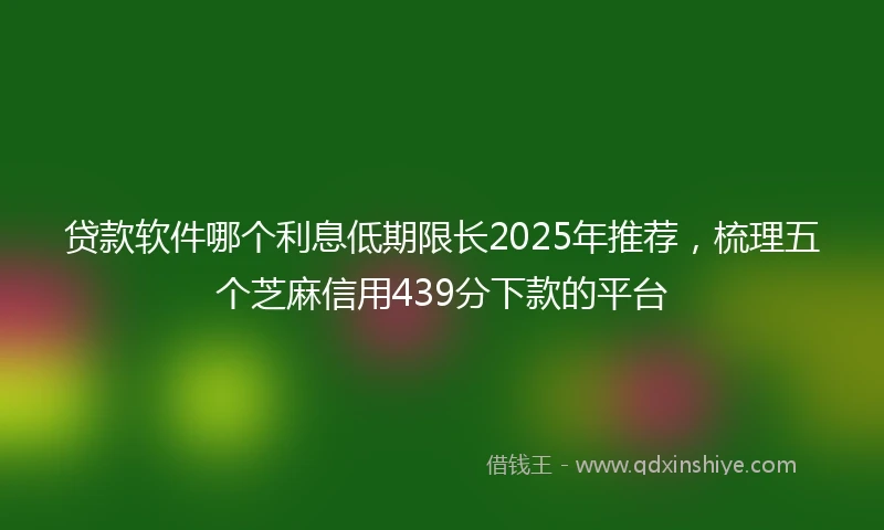 贷款软件哪个利息低期限长2025年推荐，梳理五个芝麻信用439分下款的平台