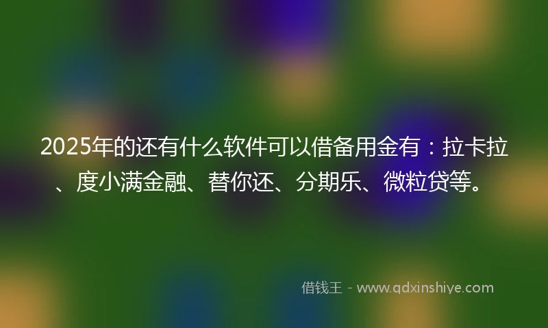 2025年的还有什么软件可以借备用金有：拉卡拉、度小满金融、替你还、分期乐、微粒贷等。