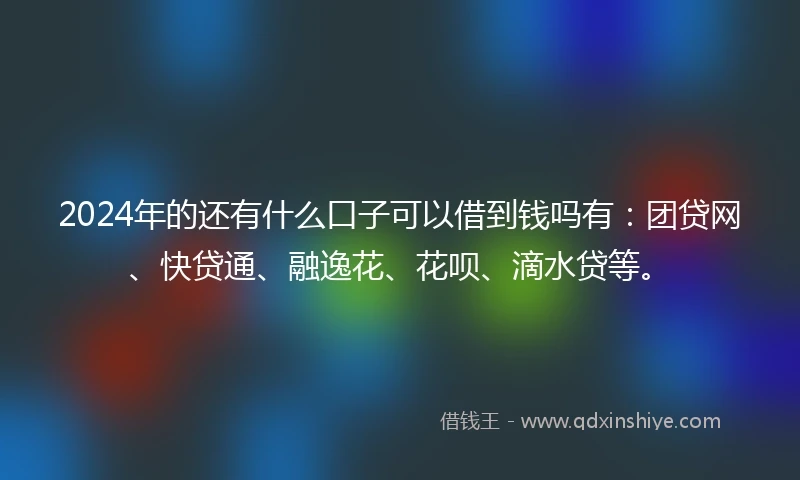 2024年的还有什么口子可以借到钱吗有：团贷网、快贷通、融逸花、花呗、滴水贷等。