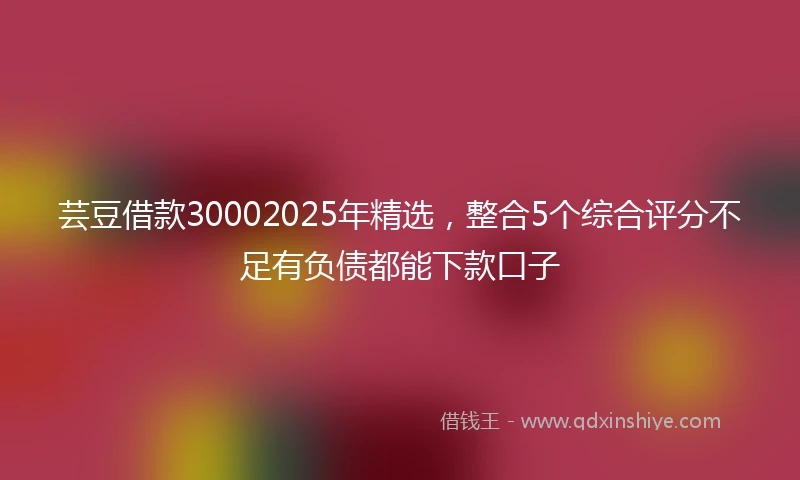 芸豆借款30002025年精选，整合5个综合评分不足有负债都能下款口子