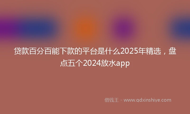 贷款百分百能下款的平台是什么2025年精选，盘点五个2024放水app