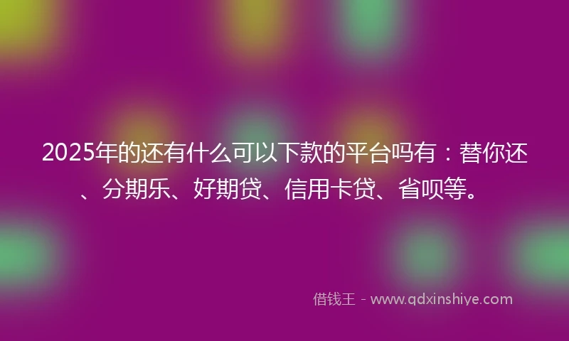 2025年的还有什么可以下款的平台吗有：替你还、分期乐、好期贷、信用卡贷、省呗等。