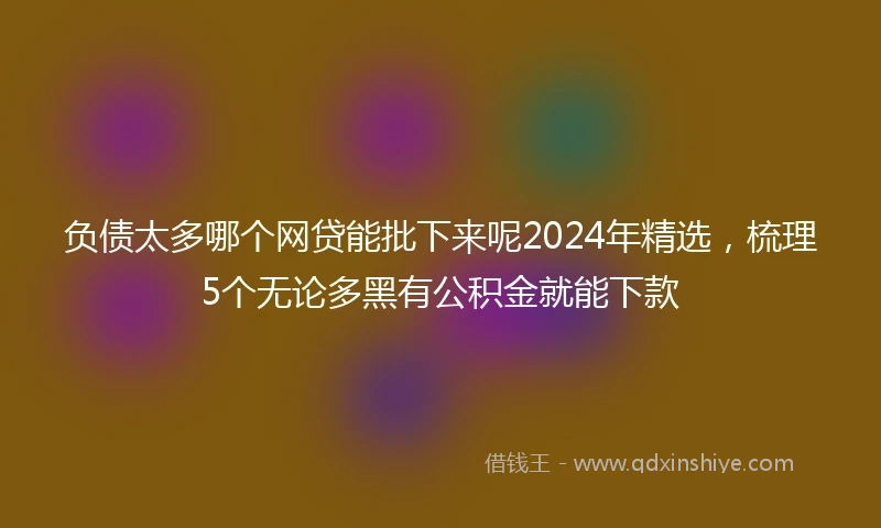 负债太多哪个网贷能批下来呢2024年精选，梳理5个无论多黑有公积金就能下款