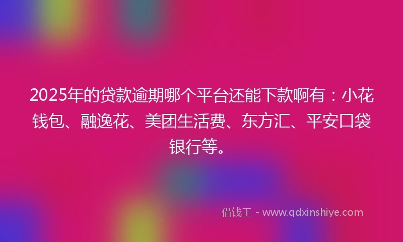 2025年的贷款逾期哪个平台还能下款啊有：小花钱包、融逸花、美团生活费、东方汇、平安口袋银行等。
