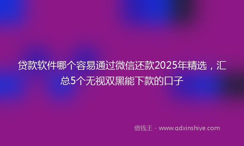 贷款软件哪个容易通过微信还款2025年精选，汇总5个无视双黑能下款的口子
