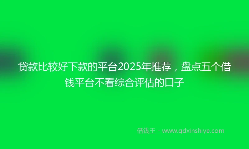 贷款比较好下款的平台2025年推荐，盘点五个借钱平台不看综合评估的口子
