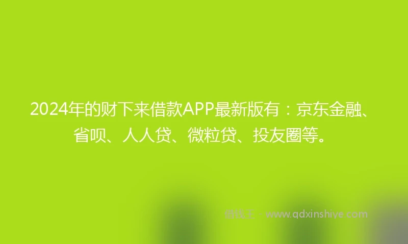 2024年的财下来借款APP最新版有：京东金融、省呗、人人贷、微粒贷、投友圈等。