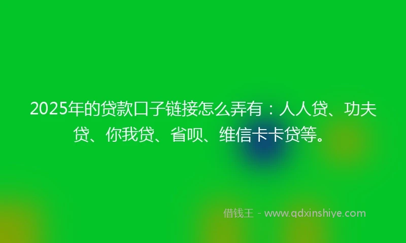 2025年的贷款口子链接怎么弄有：人人贷、功夫贷、你我贷、省呗、维信卡卡贷等。