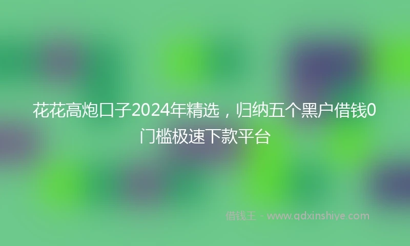 花花高炮口子2024年精选，归纳五个黑户借钱0门槛极速下款平台