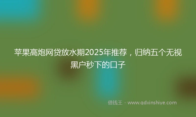 苹果高炮网贷放水期2025年推荐，归纳五个无视黑户秒下的口子