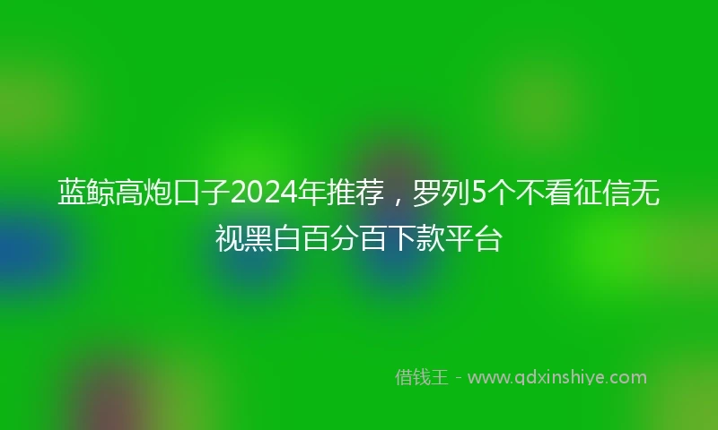 蓝鲸高炮口子2024年推荐，罗列5个不看征信无视黑白百分百下款平台
