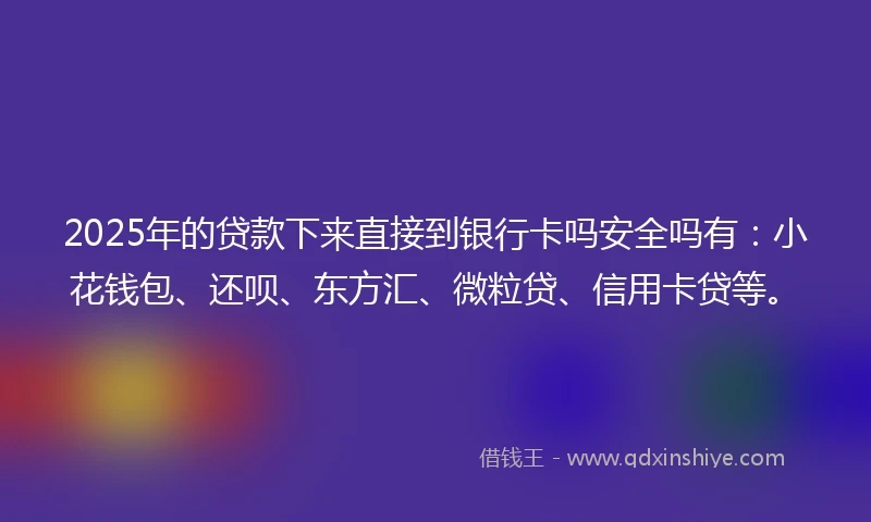 2025年的贷款下来直接到银行卡吗安全吗有：小花钱包、还呗、东方汇、微粒贷、信用卡贷等。