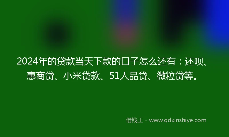 2024年的贷款当天下款的口子怎么还有:还呗、惠商贷、小米贷款、51人品贷、微粒贷等。