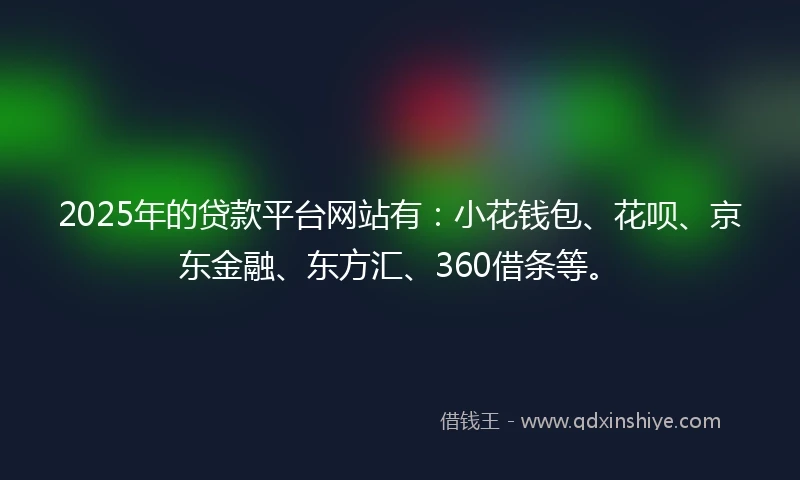 2025年的贷款平台网站有：小花钱包、花呗、京东金融、东方汇、360借条等。
