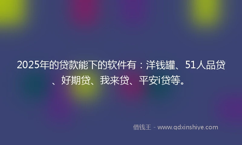 2025年的贷款能下的软件有：洋钱罐、51人品贷、好期贷、我来贷、平安i贷等。