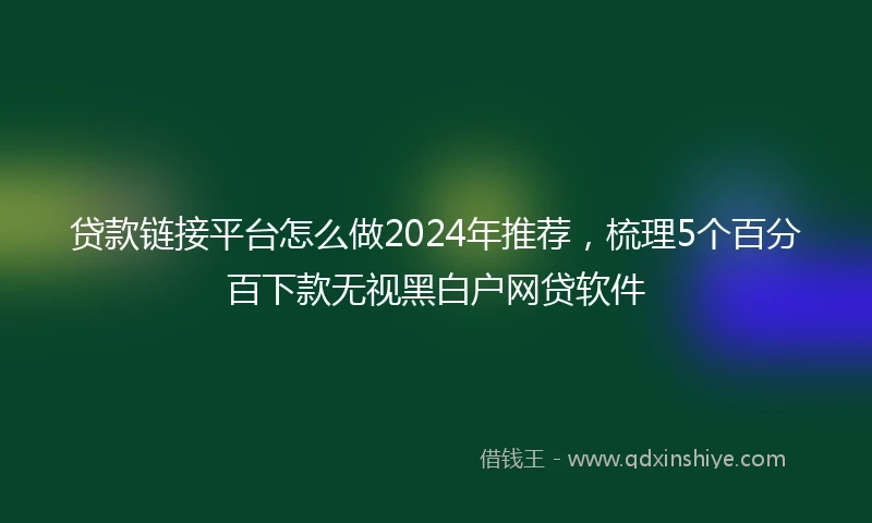 贷款链接平台怎么做2024年推荐，梳理5个百分百下款无视黑白户网贷软件