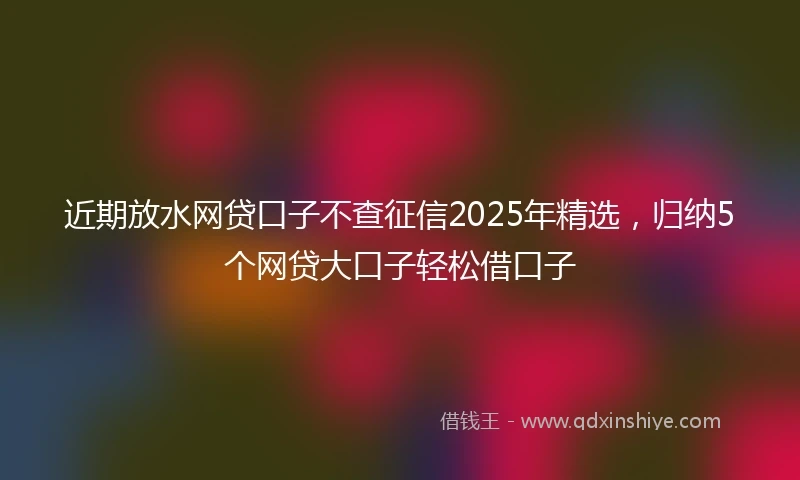近期放水网贷口子不查征信2025年精选，归纳5个网贷大口子轻松借口子