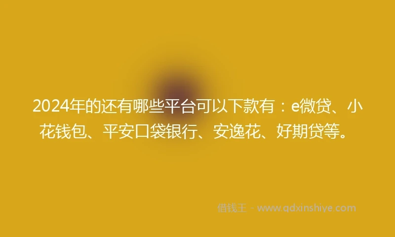 2024年的还有哪些平台可以下款有：e微贷、小花钱包、平安口袋银行、安逸花、好期贷等。