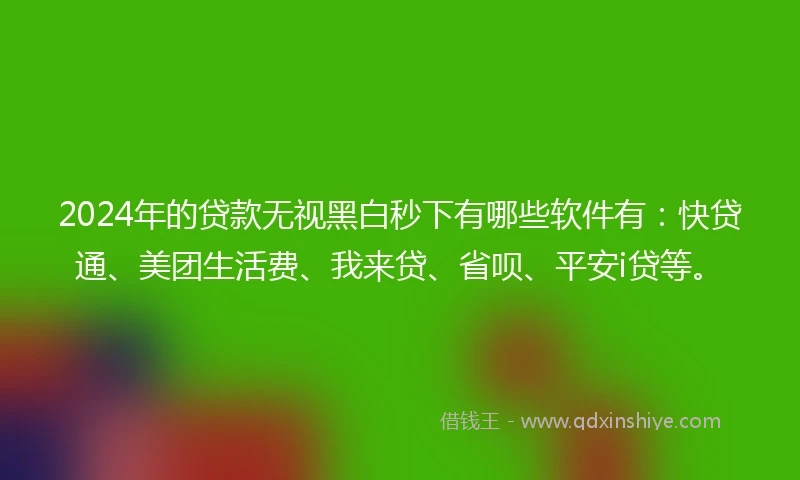 2024年的贷款无视黑白秒下有哪些软件有：快贷通、美团生活费、我来贷、省呗、平安i贷等。