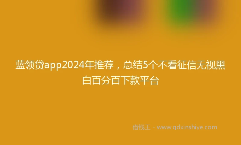 蓝领贷app2024年推荐，总结5个不看征信无视黑白百分百下款平台