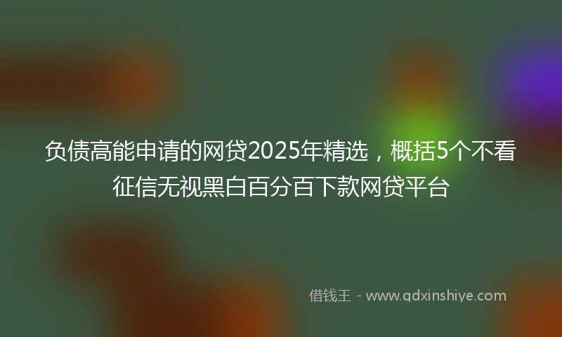 负债高能申请的网贷2025年精选，概括5个不看征信无视黑白百分百下款网贷平台