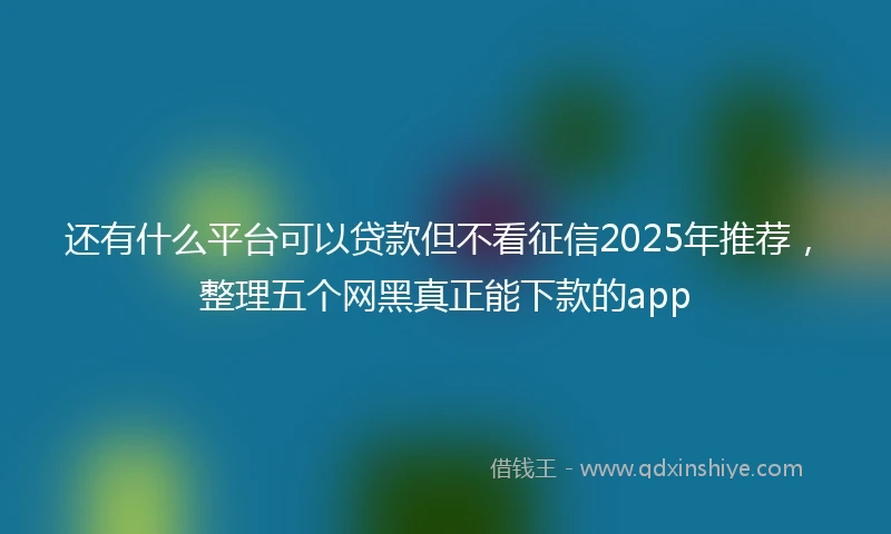 还有什么平台可以贷款但不看征信2025年推荐，整理五个网黑真正能下款的app