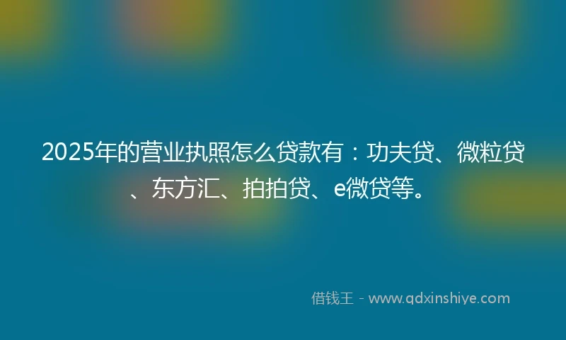 2025年的营业执照怎么贷款有：功夫贷、微粒贷、东方汇、拍拍贷、e微贷等。