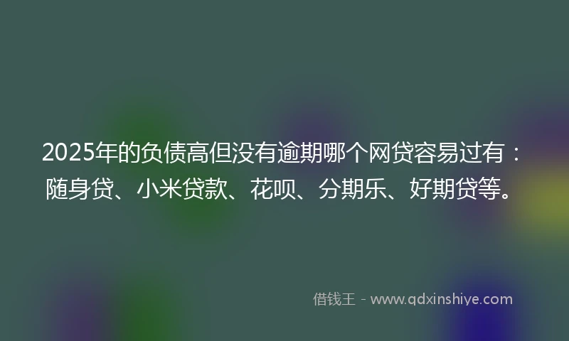 2025年的负债高但没有逾期哪个网贷容易过有：随身贷、小米贷款、花呗、分期乐、好期贷等。