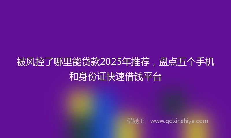 被风控了哪里能贷款2025年推荐，盘点五个手机和身份证快速借钱平台