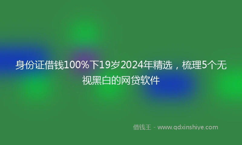 身份证借钱100%下19岁2024年精选,梳理5个无视黑白的网贷软件