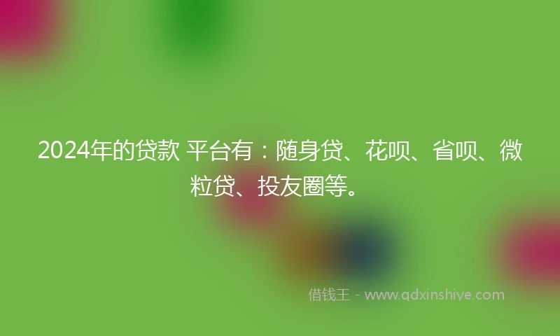 2024年的贷款 平台有：随身贷、花呗、省呗、微粒贷、投友圈等。