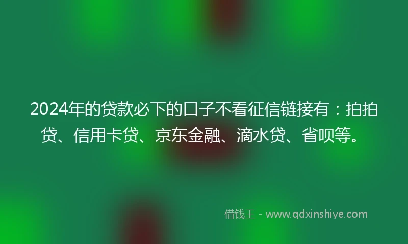 2024年的贷款必下的口子不看征信链接有：拍拍贷、信用卡贷、京东金融、滴水贷、省呗等。