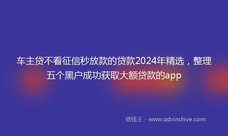 车主贷不看征信秒放款的贷款2024年精选，整理五个黑户成功获取大额贷款的app