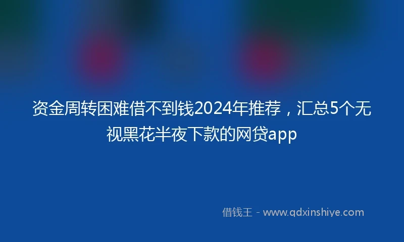资金周转困难借不到钱2024年推荐，汇总5个无视黑花半夜下款的网贷app