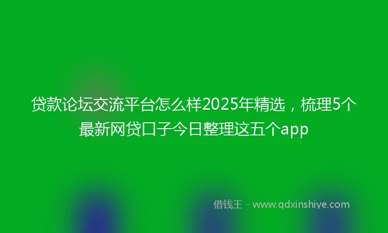 贷款论坛交流平台怎么样2025年精选，梳理5个最新网贷口子今日整理这五个app