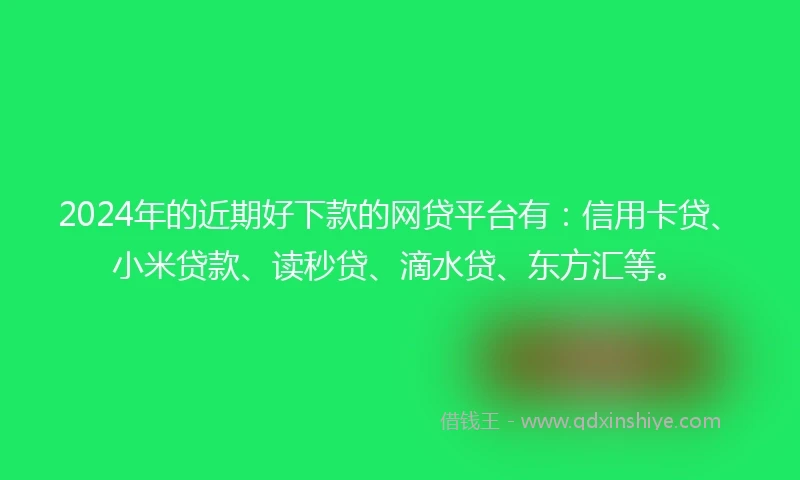 2024年的近期好下款的网贷平台有：信用卡贷、小米贷款、读秒贷、滴水贷、东方汇等。
