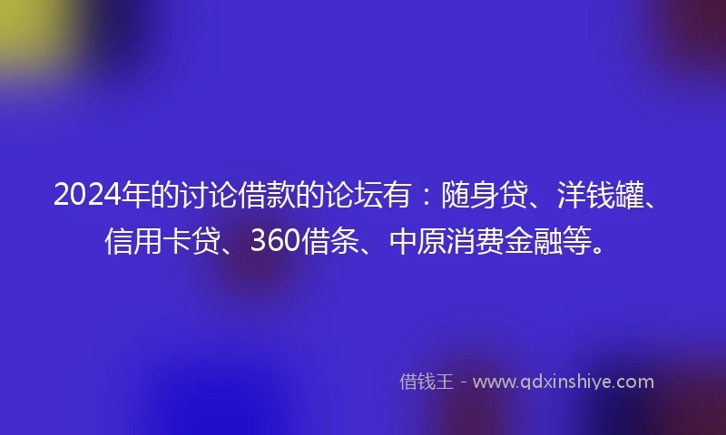 2024年的讨论借款的论坛有：随身贷、洋钱罐、信用卡贷、360借条、中原消费金融等。