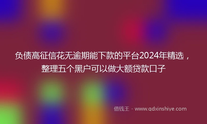 负债高征信花无逾期能下款的平台2024年精选，整理五个黑户可以做大额贷款口子